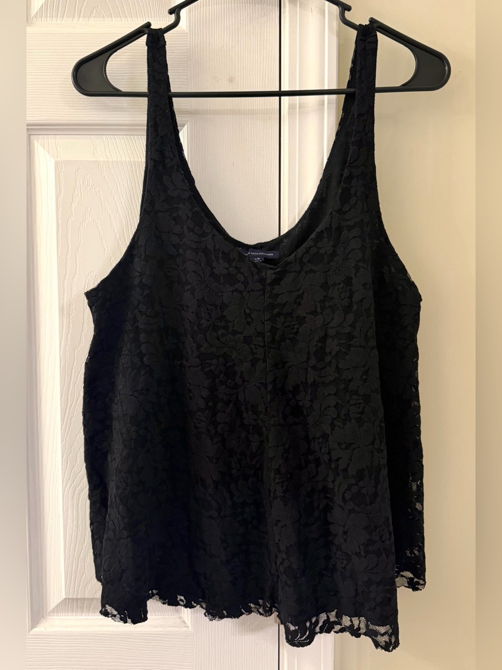 American Eagle Black Floral Lace Swing Tank Top